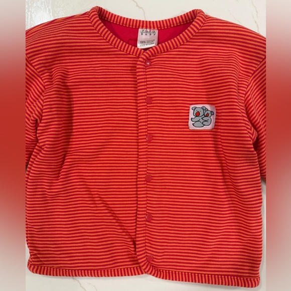 Red and Orange Striped Baby Cardigan - Picture 2 of 4